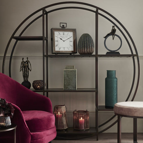 Libra Fitzroy Bronze Emperador Marble Circular Shelving Unit